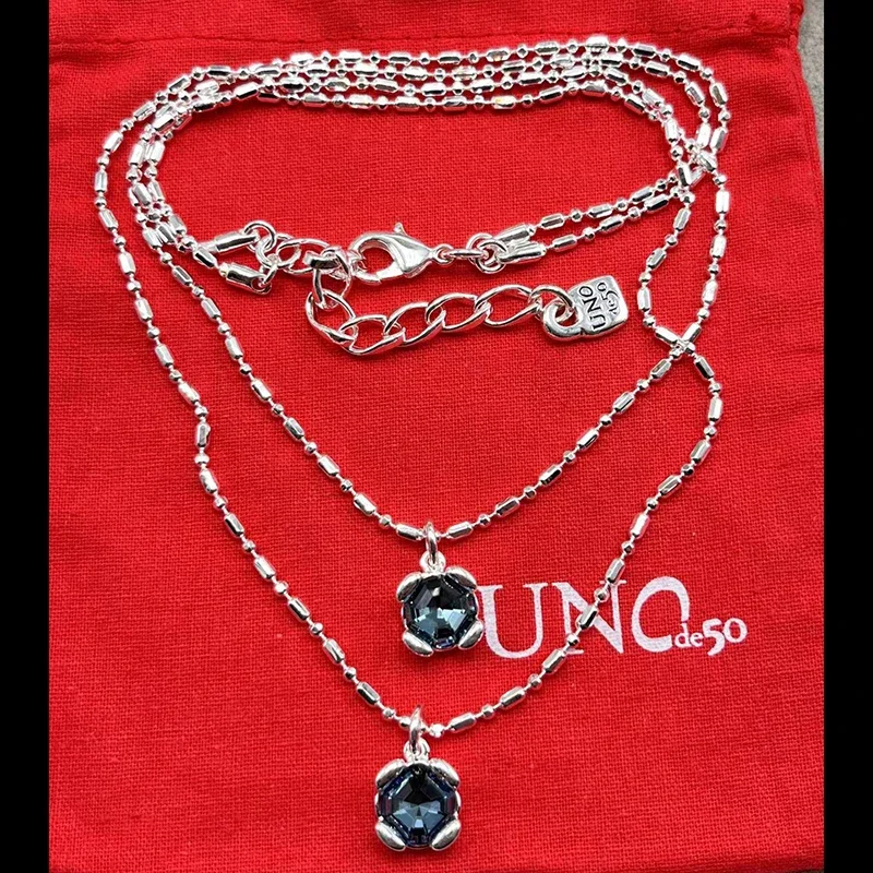 2023 Unode50 Vendita Calda Nuova Geometria Blu Gemma Collana Da Donna Gioielli Romantici Confezione Regalo In Europa E In America