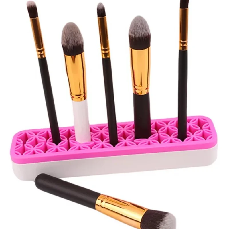 Silicone Shelf Makeup Brush Holder Nail Pen Holder Display Stand Rack Brush  Storage Case Organizer Drying