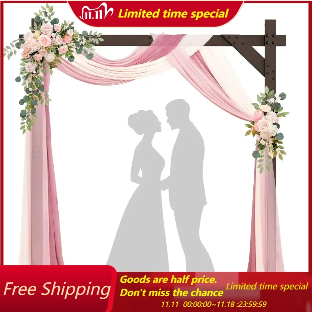 7.48FT Wooden Wedding Arch, Wooden Arch Backdrop Stand Square Arch Wedding Arbor Arches for Ceremony Wood