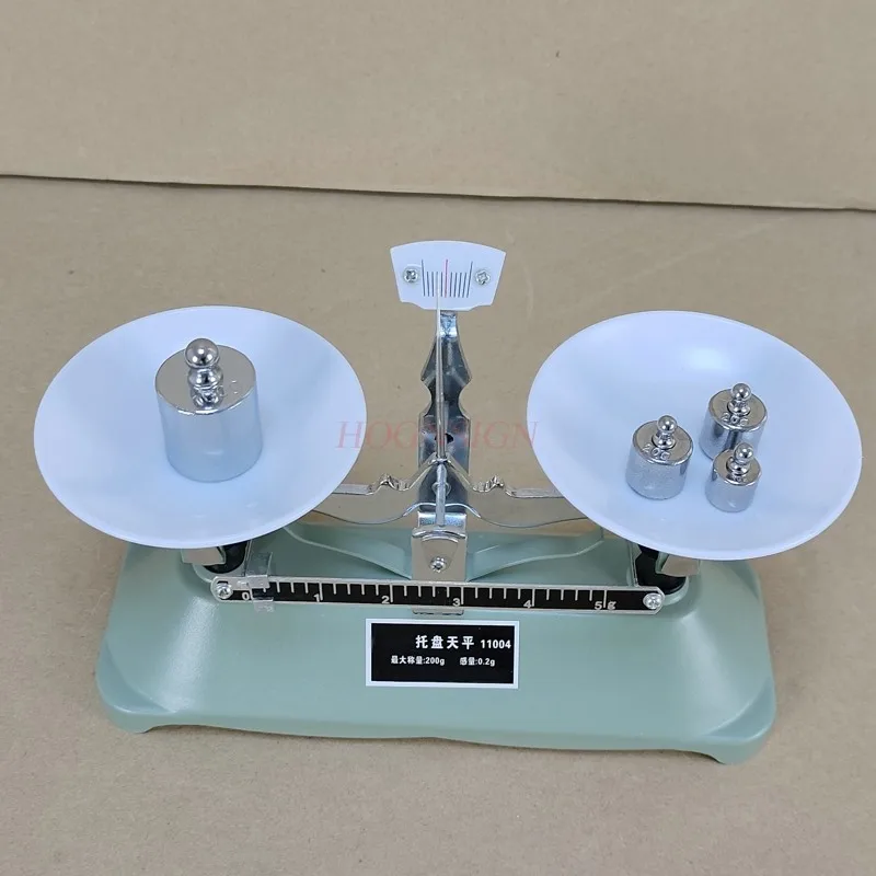 Physics Experimental Equipment Mechanical Tray Balance Scale with Weights 200g/0.2g