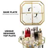 360 Degree Rotating Glass Makeup Organizer Large Cosmetic Storage Display Holder with Adjustable Compartments and Elegant Gold 5