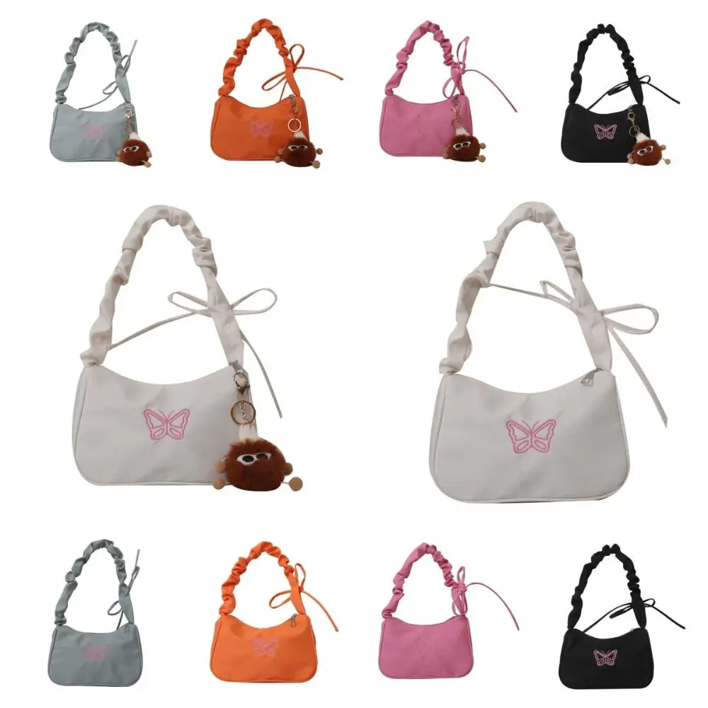

Korean Ins Bowknot Half-moon Dumpling Bag Oxford Embroidery Butterfly Shoulder Bag Women Handbag Large Capacity Tote Bag