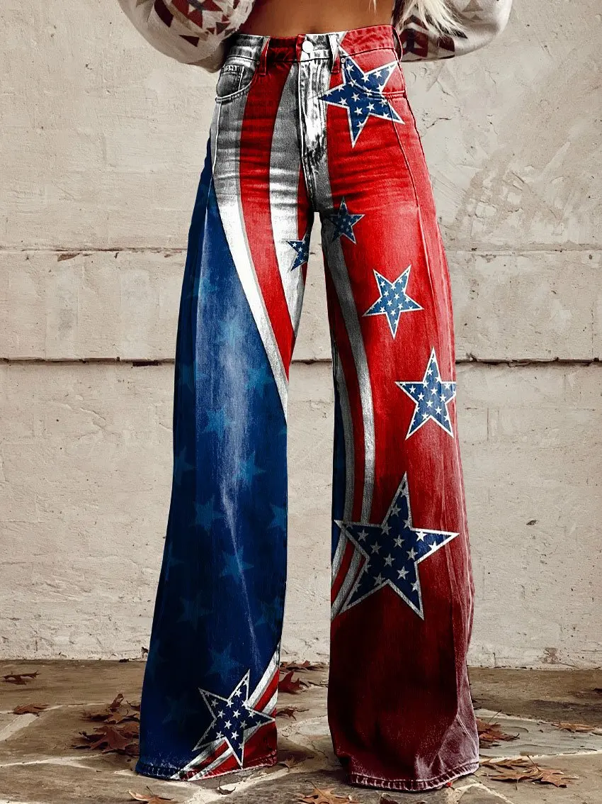 

Женские Новые брюки в стиле ретро с объемным принтом