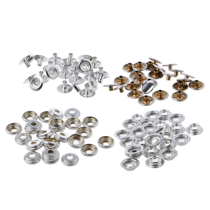

100 Pcs Stainless Steel Fastener Press Cap Button Marine Boat Canvas