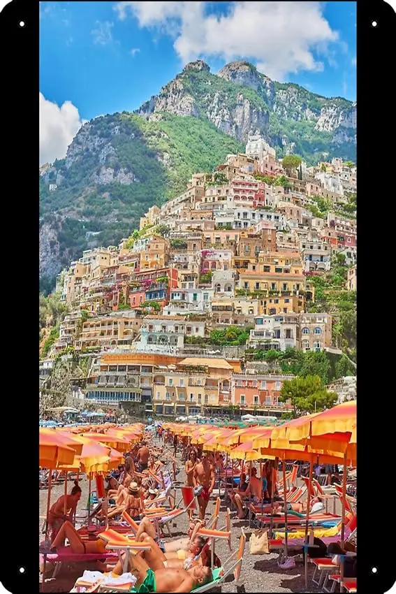 

Плакат для пляжа Positano, забавный металлический жестяной знак для дома, кухни, бара, комнаты, гаража