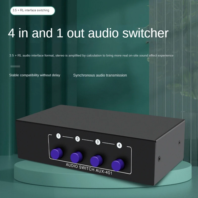 RCA AUX Audio Switcher 4 In 1 Out 3.5Mm