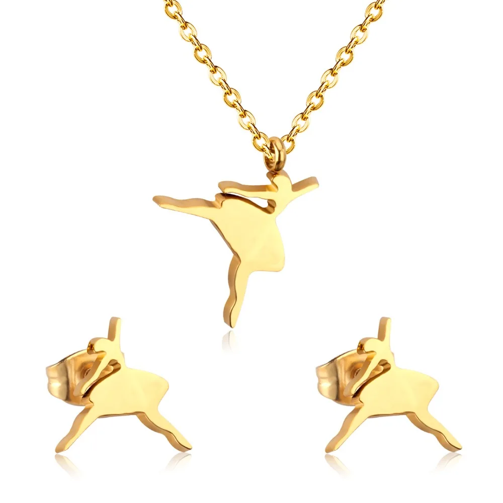 

Korean Style Personalized Versatile Fashion Ballet Figure Pendant Necklace Earwear Set (Including Necklace)