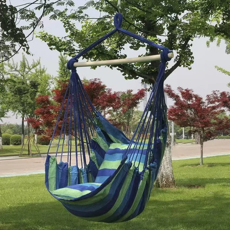 Outdoor Garden Swings Half-wrapped Canvas Hammock Chair Indoor Stress Reduction Hanging Chair Leisure Garden