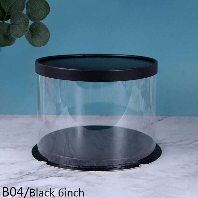 Round PVC Cake Box Black White Clear Gift Rose Bear Packaging Boxes Wedding Valentines Day Decoration Supplies