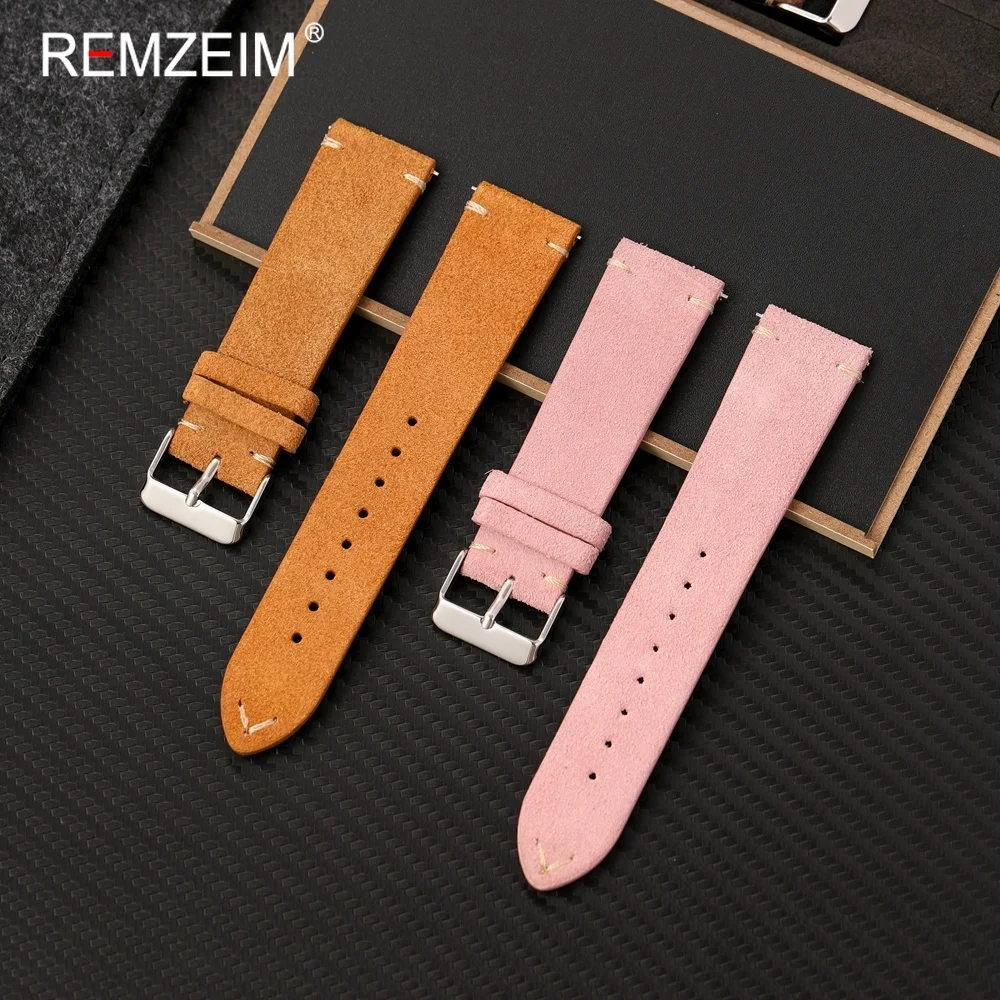 Unisex Suede Leather Watch Strap with Quick Release and Gift Box – Elegant Wristband Accessory