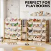 24-Bin 3-Shelf Toy Storage Organizer, Kids Bookcase with Bins, Playroom and Bedroom Decor, White