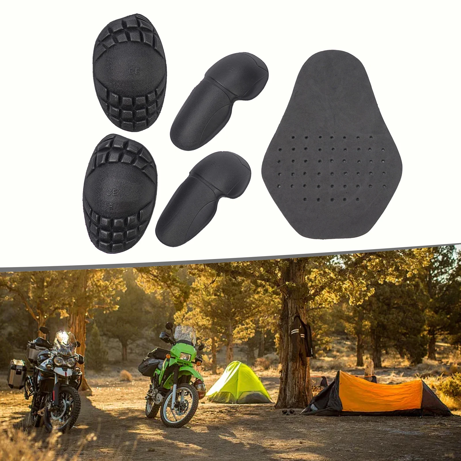 5PCS Motorrad Fahrrad Reiten Jacke Reiten Kleidung EVA Wärme-gepresst Schulter Pads Zurück Ellenbogen Schulter Rüstung Einsatz Schutz – Detail 1