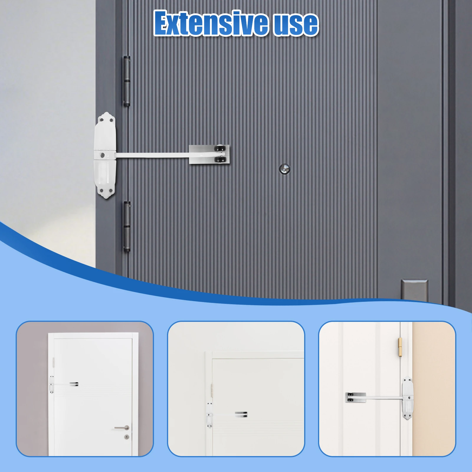 Door Closer Double Spring Door Closer Aluminum Alloy Automatic 60kg Load Capacity Quiet Safety Spring