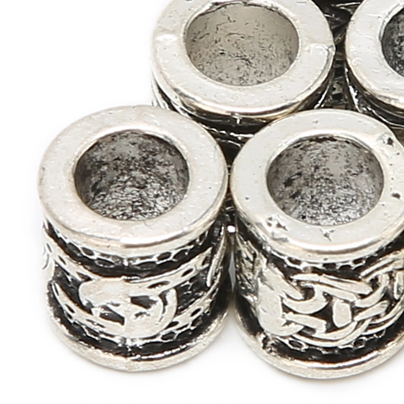 10 Stück Wikinger-Bartperlen, Legierung, antike nordische Dreadlock-Perlen für Barthaar, DIY-Armband, Halskette, Herren, Aftershave, Bartbalsam – Detail 1