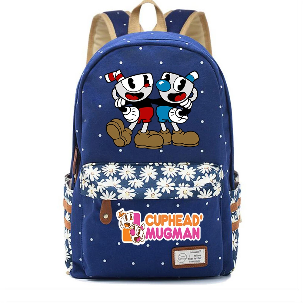 

Anime Cuphead Canvas Backpack Teenger High Quality Packsack Casual Zipper Knapsack Unisex Student Schoolbag Travel Laptop Bag