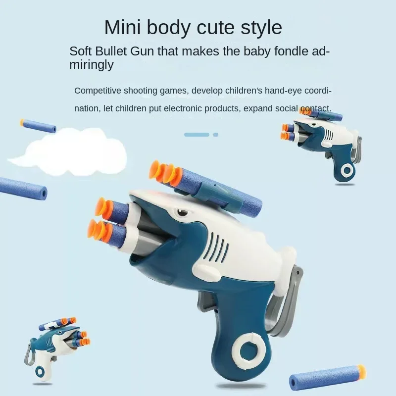 Shark Gun Ejection Soft Bullet Gun Children Safety Cute Toy Children Birthday Gift  Automatic Shell Ejection Soft Bullet Air Gun 2