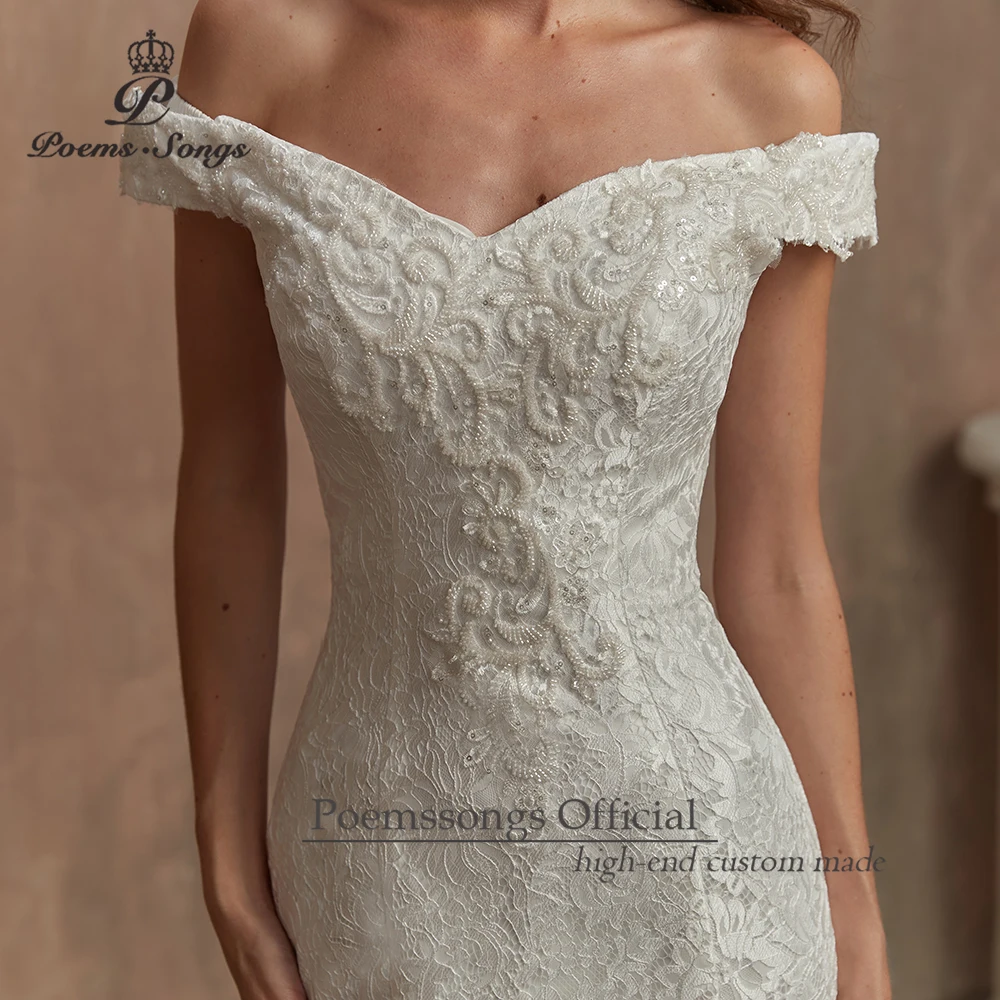 Elegant mermaid lace wedding dress for women slim bridal gown
