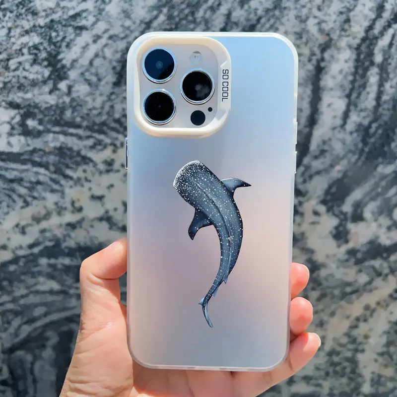 Sea Blue Turtle Design Laser-Engraved Phone Case with Cool Ocean Pattern