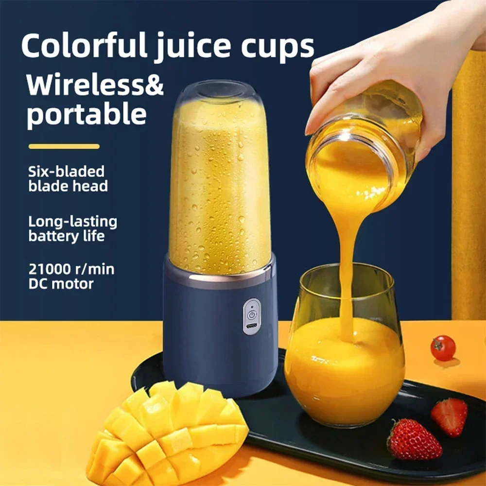 6 Blades Electric Juicer Cup 2 Cups For Travel Portable Juicer Mixer Usb Charge Fresh Fruit Juice Personal Blender Smoothie 2