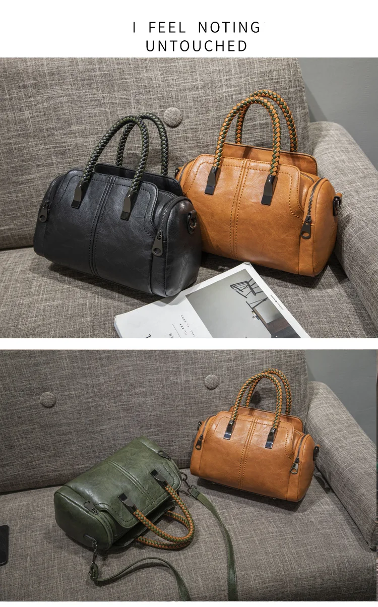2022 New High Quality Shoulder Bag Messenger Bag All-Match Boston Bag Soft Leather Women'S Bag Fashion Woven Handbag