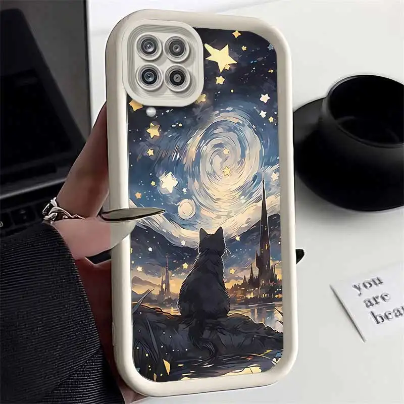 Starry Night Cat Design Sky Eye Phone Case