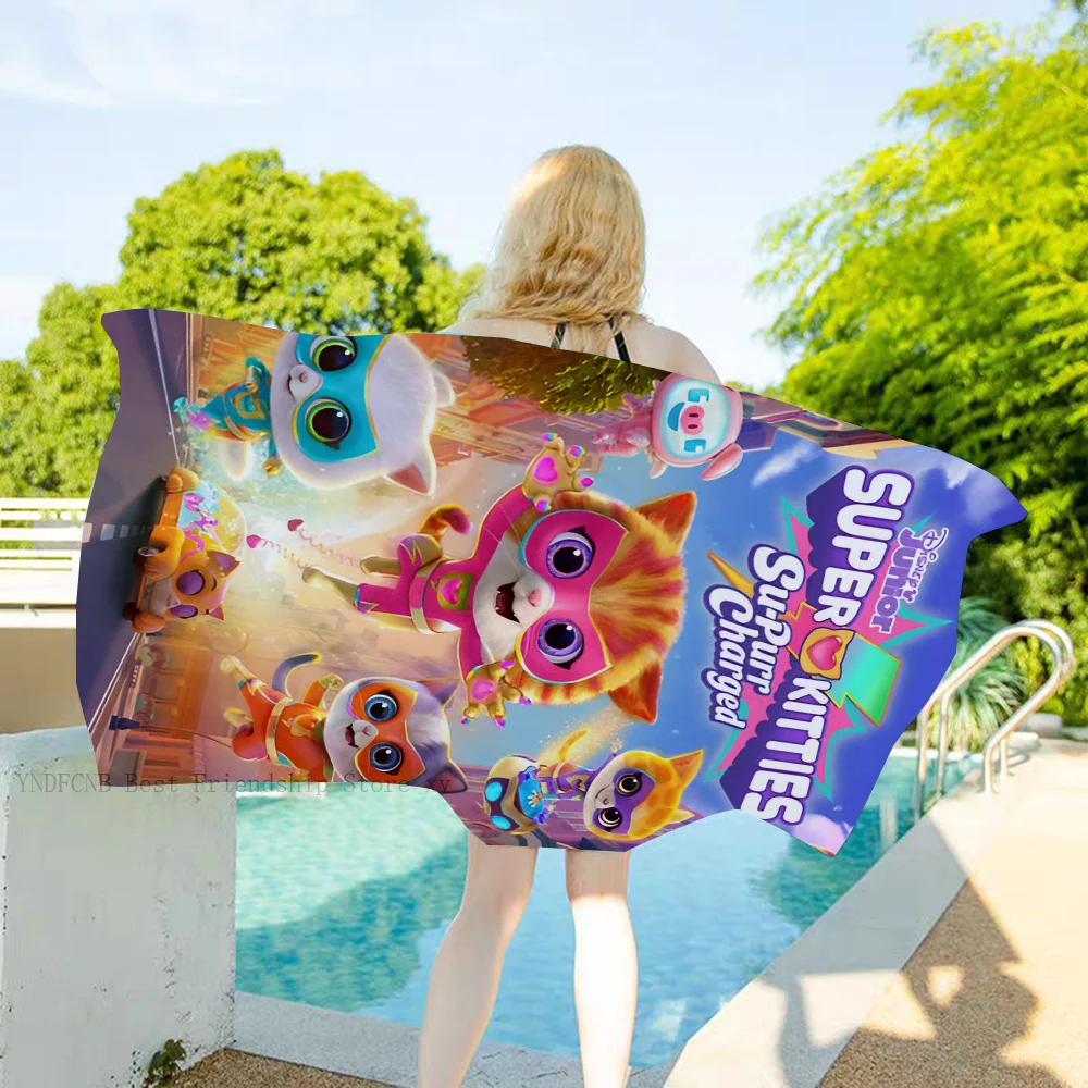 1PC Cartoon SuperKitties Towel Microfiber Beach Towel Quick Dry Kids Beach Blanket Soft Unisex Camping Pool Towel 3