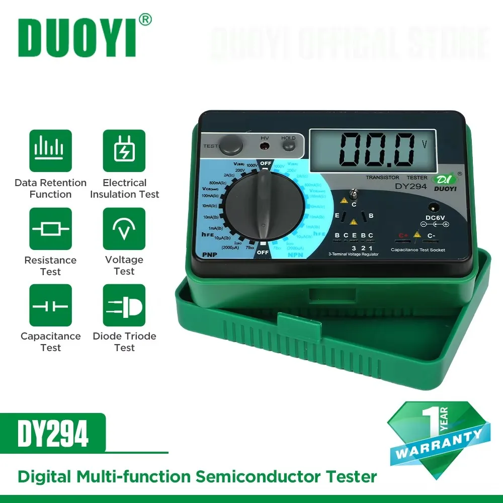 DUOYI DY294 다기능 디지털 트랜지스터 분석기 테스터 반도체 다이오드 트라이오드 역방향 AC DC 전압 커패시턴스 FET