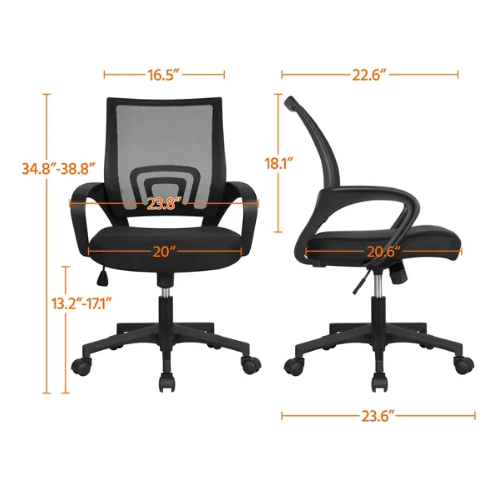 

SMILE MART Adjustable Mid Back Mesh Swivel Office Chair with Armrests, Black office chair computer chair