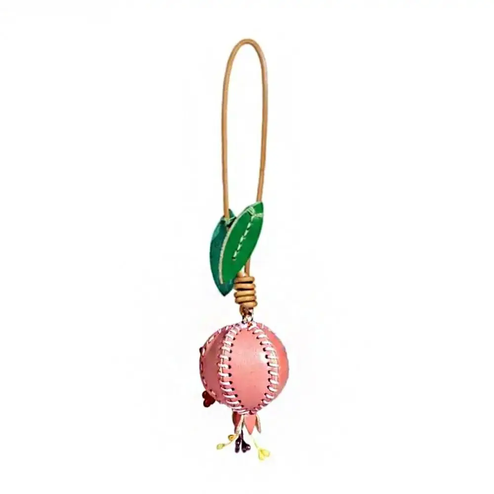 Cute Hanger Pomegranate Fruit Pendant Handmade Car Keyring Leather Keychain Creative Fashion Bag Pendant Accessories Women Girls