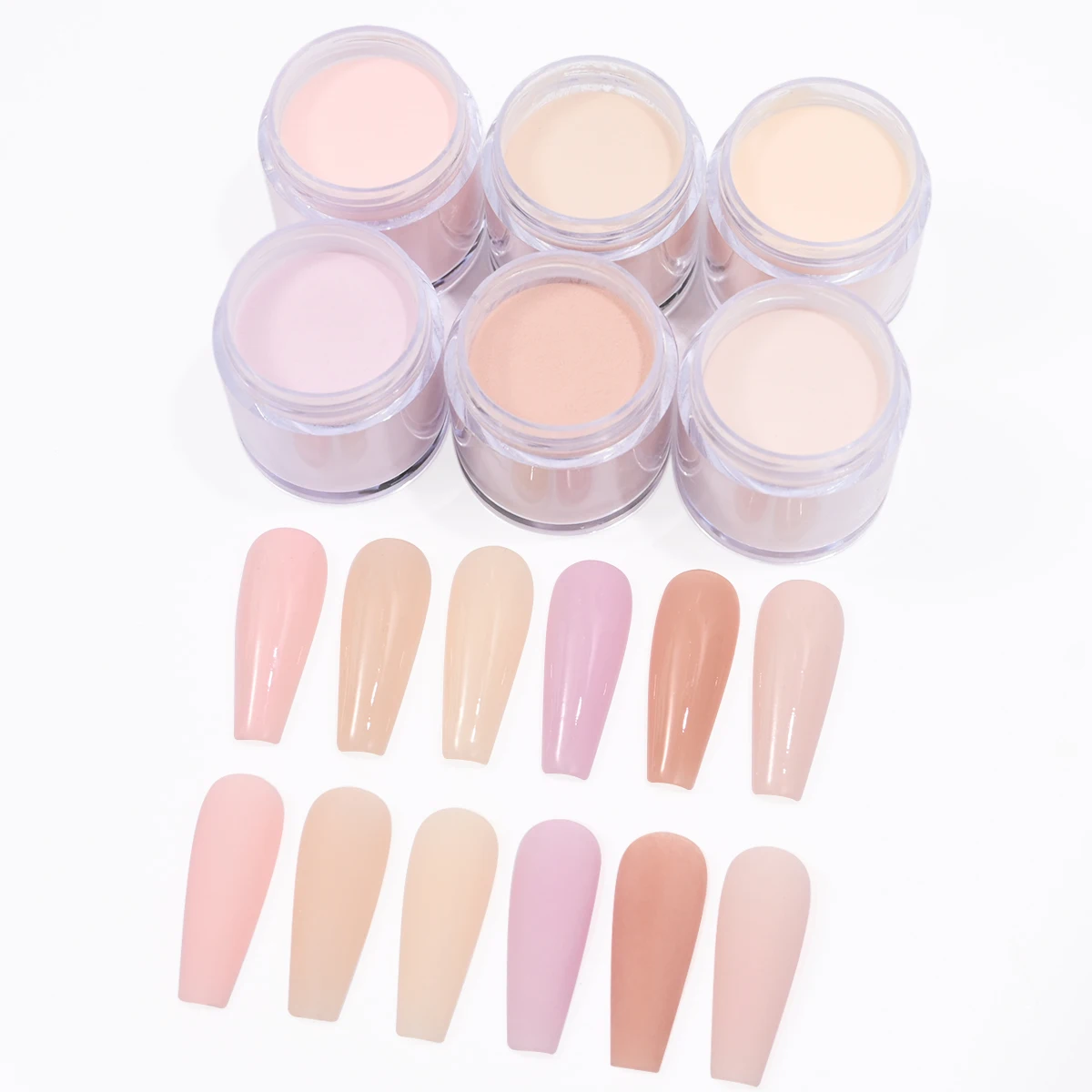6pcs/set Nude Acrylic Powder Carving Crystal Dipping Powder Professional Nail Extension Builder Engraving Pigment Dust 4