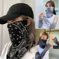 Anti-UV Sunscreen Face Mask Ice Silk Breathable Half Face Cover Thin Sleeves Mask Sleeves Set For Cycling Bike Motorcycle 1