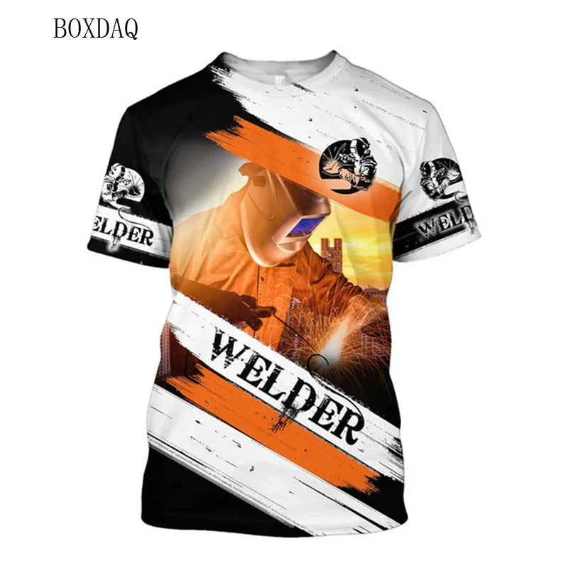 

Welder T shirt Summer Short Sleeve 3d Printed Streetwear Men's T-Shirts Worker Tooling Wind Casual Man Tees 6XL Plus Size Tops