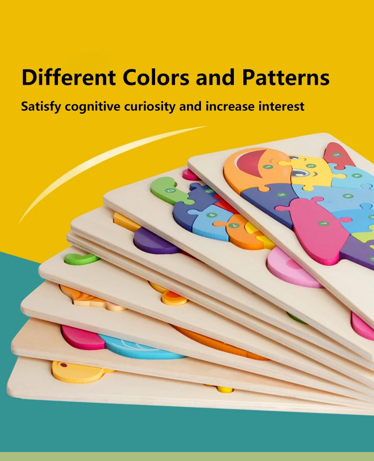 Wooden Puzzle Kids Animals Vehicles Pattern Learning Educational Toys