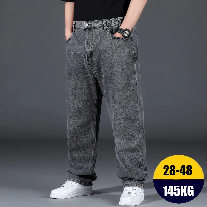 Men Cargo Jeans 10XL Oversize Spring Plus Size Soft Cotton Loose Baggy