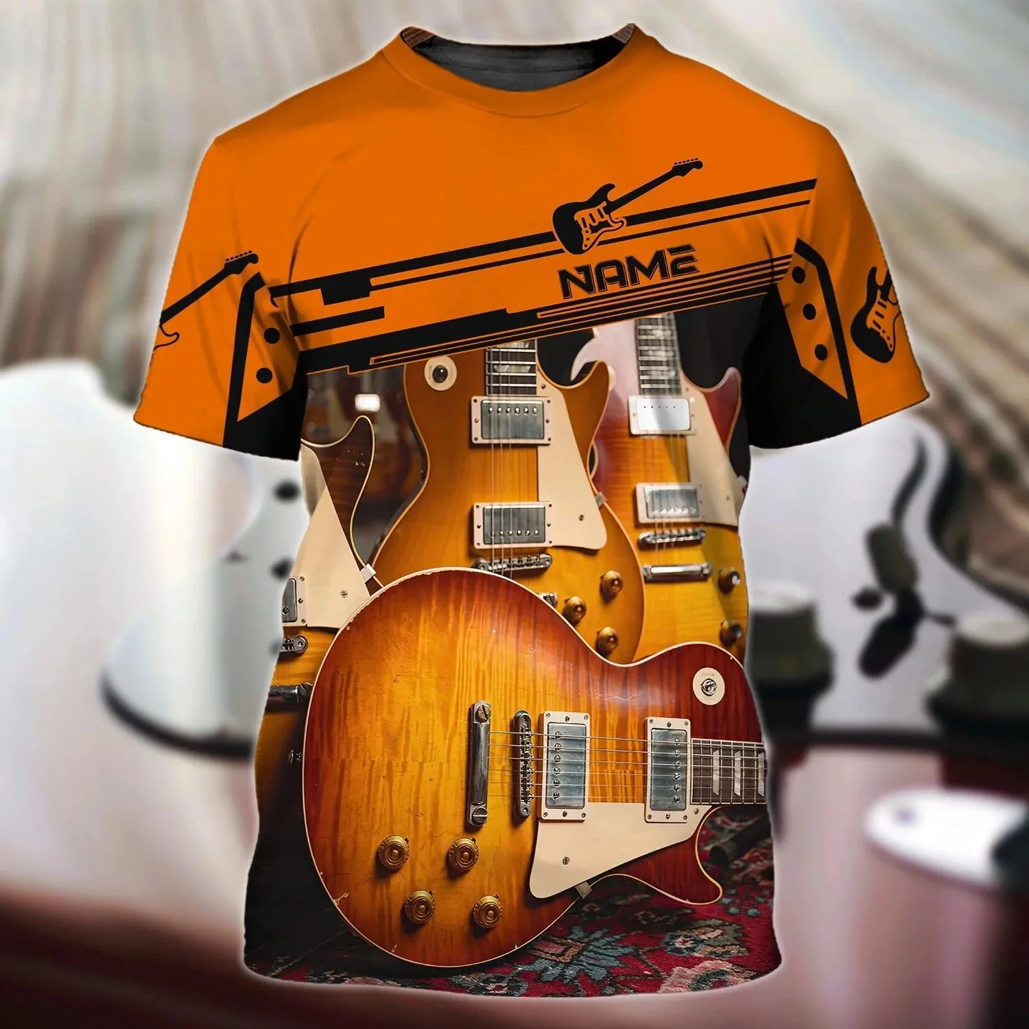 Neueste Sommer Mode männer T-shirt Gitarre Personalisierte Name 3D Gedruckt t-shirt Unisex Casual T-shirt Gitarre Liebhaber Hemd DW134 – Detail 23