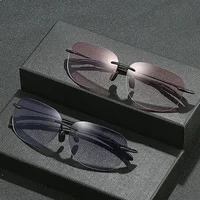 Fashionable Prescription Reading Eyeglasses Progressive Bifocal Sun Glasses for Middle-aged Frameless Presbyopia Glasses Diopter 2