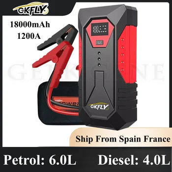 GKFLY 18000mAh arrancador de batería de coche banco de energía portátil refuerzo de batería de coche 12V dispositivo de arranque de coche para gasolina 6.0L diésel 4.0L 1