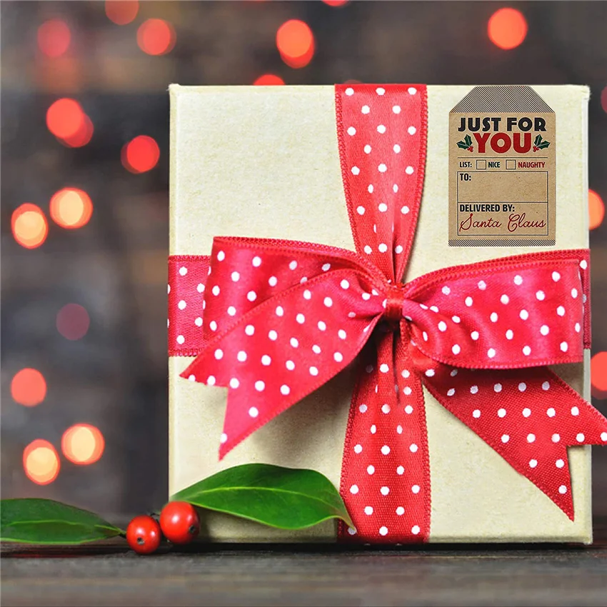 Festive Kraft Paper Christmas Gift Tags & Stickers for Holiday Packaging and DIY Decor