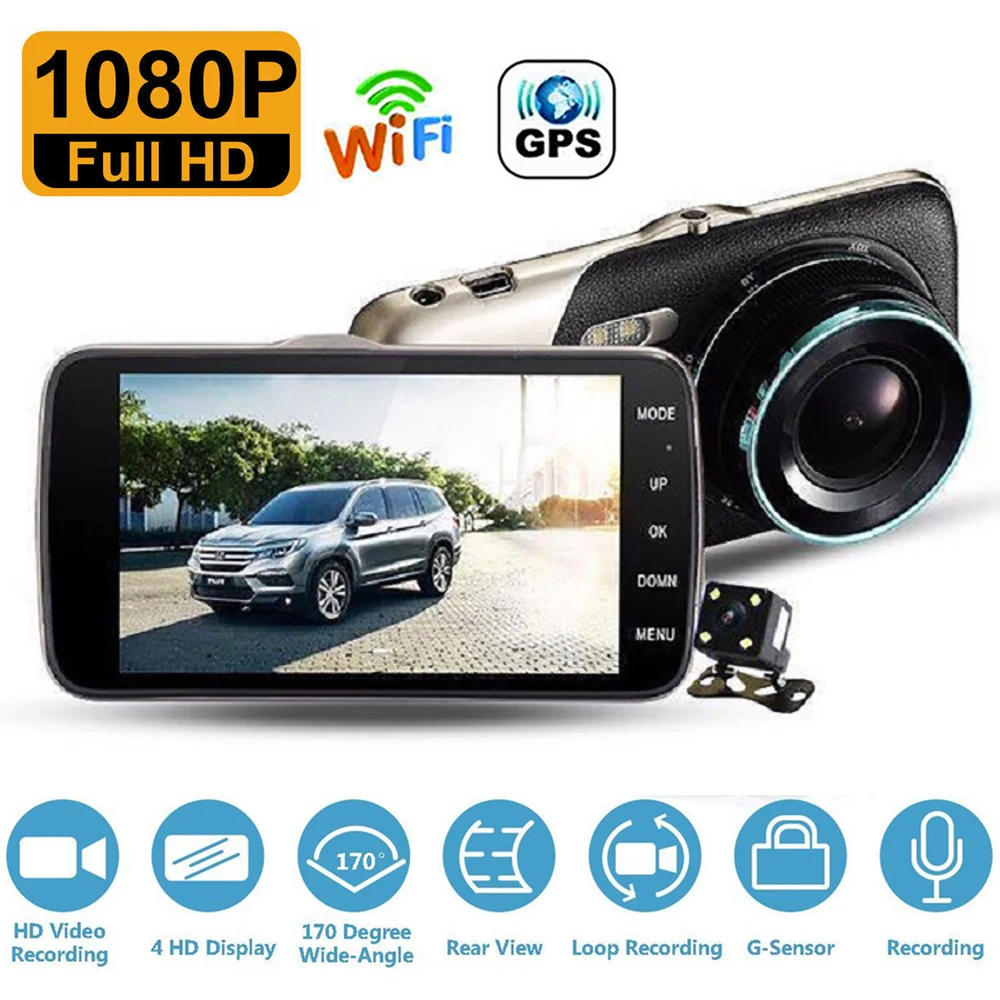 

Автомобильный видеорегистратор, Wi-Fi, 1080P Full HD, камера заднего вида, Автомобильный видеорегистратор с ночным видением, Автомобильный видеорегистратор, GPS-регистратор, автомобильные аксессуары