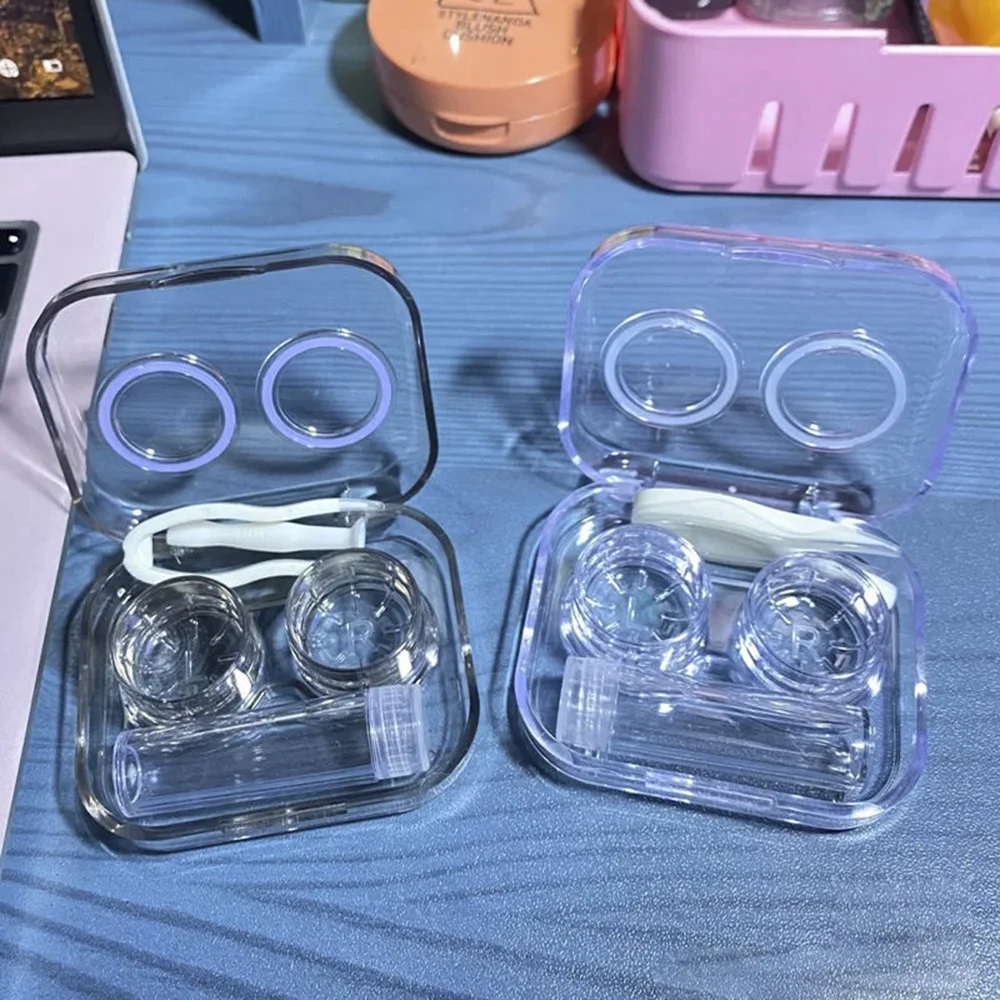 1PC New Transparent Contact Lenses Case Mini Portable Travel Contact Lenses Box Beautiful Pupil Container Storage Case