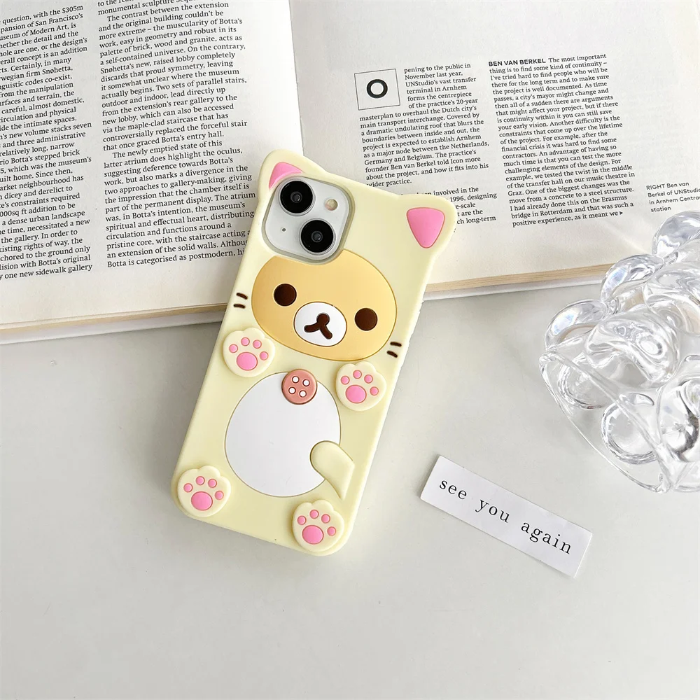 Charming 3D Rilakkuma Phone Case with Key Chain Pendant