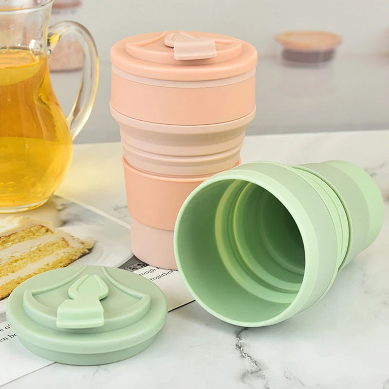 350/500ML Silicone Folding Water Bottle Portable Collapsible Cup Drinking Tea Cups Travel Mug Camping Gadgets