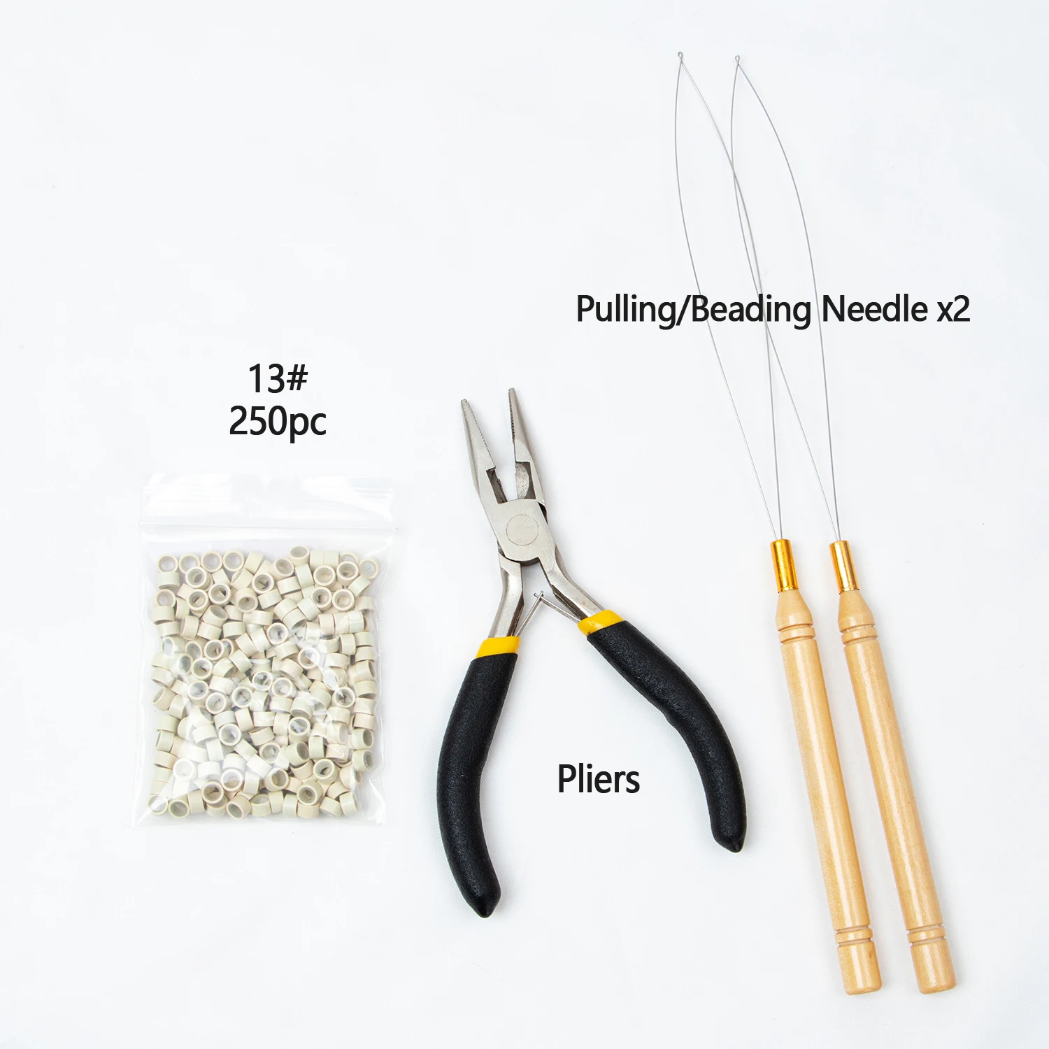 250 Silicone Micro Beads + Tool Kit For Feather Hair Extensions - Includes Pliers & Loop Hook
