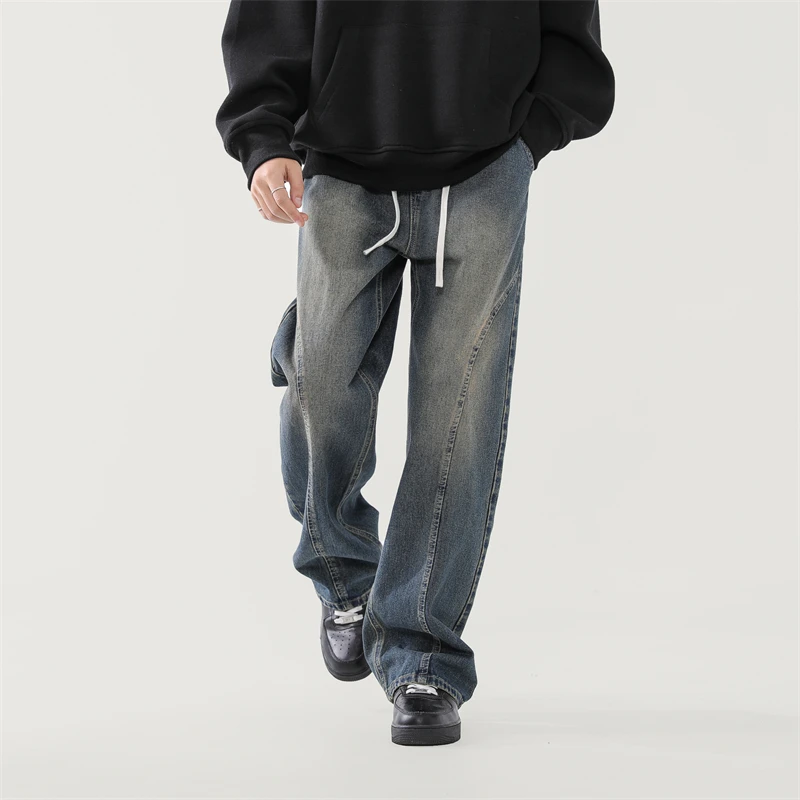 

Korean Popular Clothes Loose Trousers Cargo Pants Men Wide Leg Jeans New Rock American Vintage Baggy Man Men's Clothing