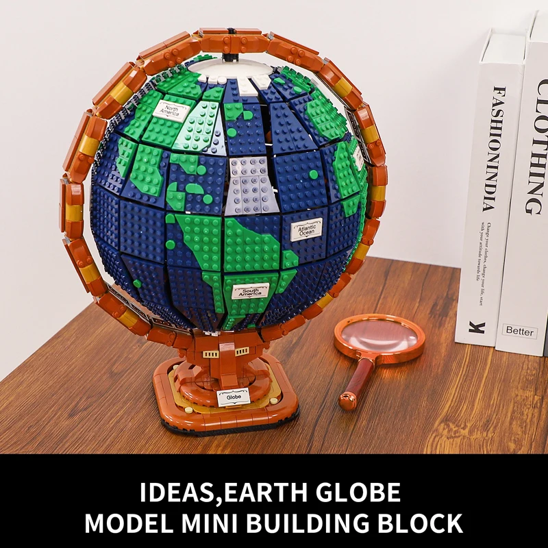 Idea Building Block Mini Spinning Globe City Friends Creative World Geografia Travel Globe Home Decor Mattoni Ragazzi Regali Per Bambini