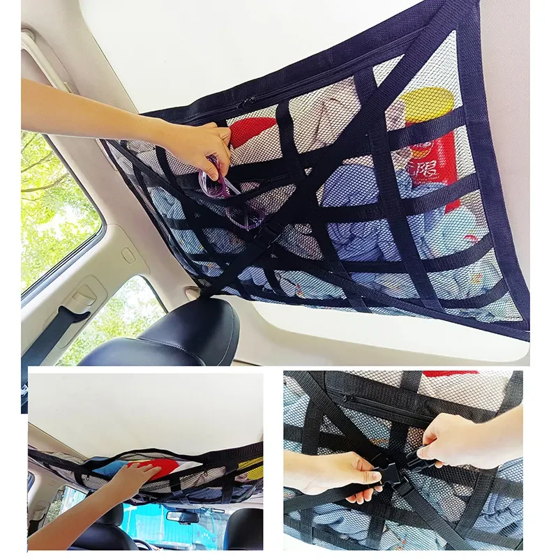 1pc 자동차 루프 수납 가방 내부 카고 네트 통기성 메쉬 가방 자동차 천장 수납 네트 포켓 자동 정리 액세서리