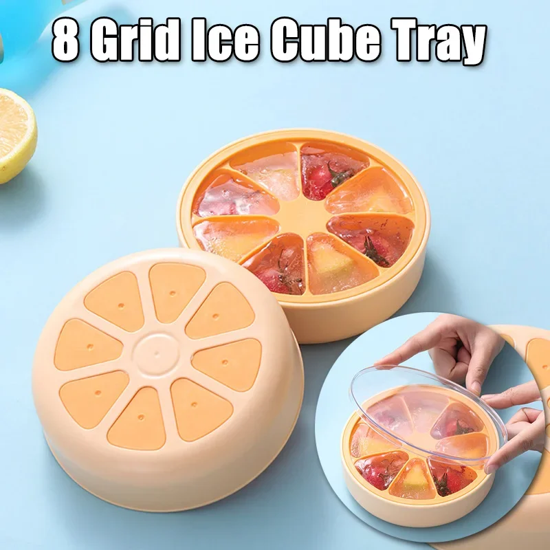 

8 Grids Ice Cube Tray with Lid Home Bar Party Ice Cube Maker Molds With Cover Food Grade Silicone Ice Molds Kitchen Accessories