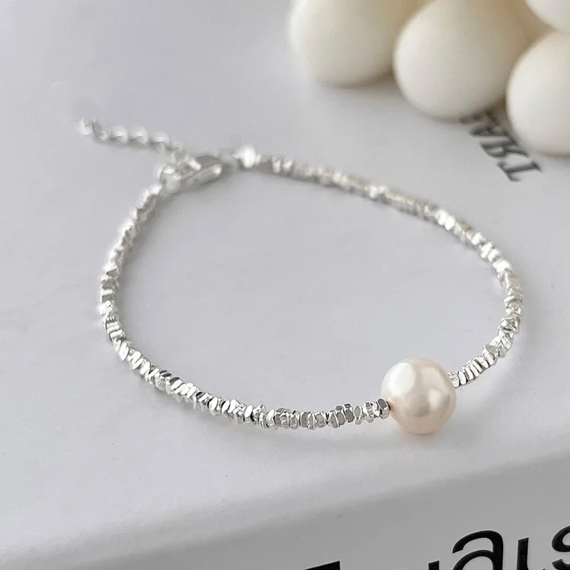 

Classic Fashion Pearl Silver Bracelet for Women Chain Beaded Bracelet Personalized Anniversary Commemorative Party Jewelry Gift