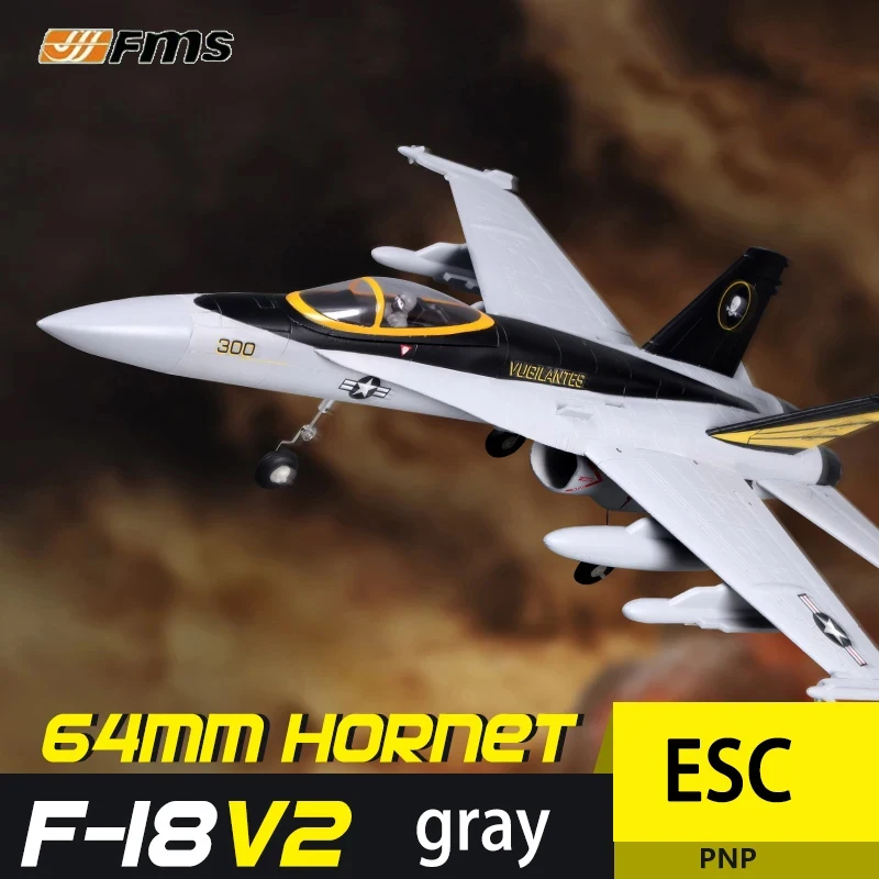 

Fms 64mm Wingspan Edf Jet F18 V2 PNP RC Plane Fighter Electric Remote Control Model Airplane Adult Toy Gifts