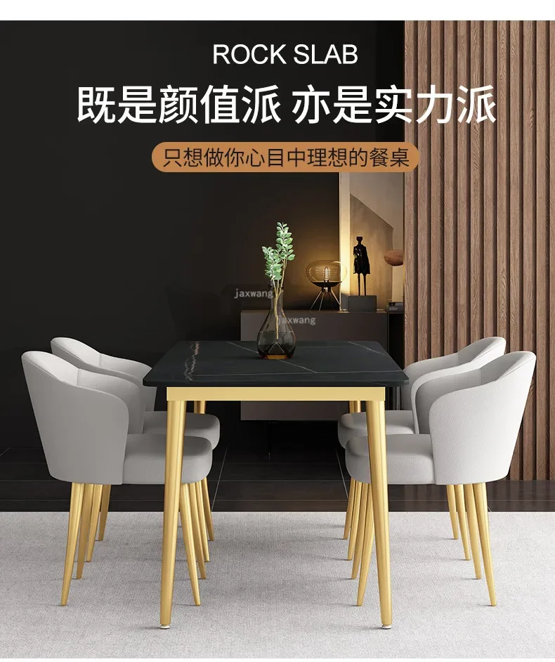 Nordic Dining Room Furniture Metal Dining Room Sets Light Luxury Slate kitchen Table and chairs Modern Hotel Dining Room Table Z